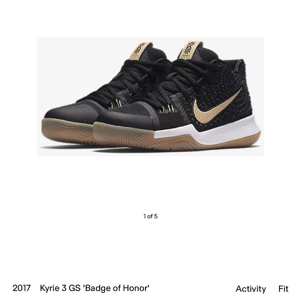 Kyrie 3 GS Badge of Honor Nike Black and Gold